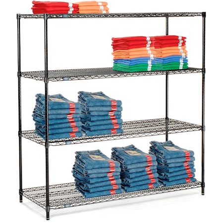 Black Epoxy, 4 Tier, Wire Shelving Starter Unit, 60W X 21D X 63H